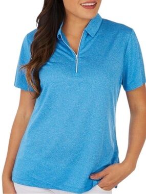 Callaway Blue Short-Sleeve Zip Polo